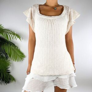 Women's Oh Baby By Motherhood Cottagecore Knit Ruffle Short Sleeve Top / Small